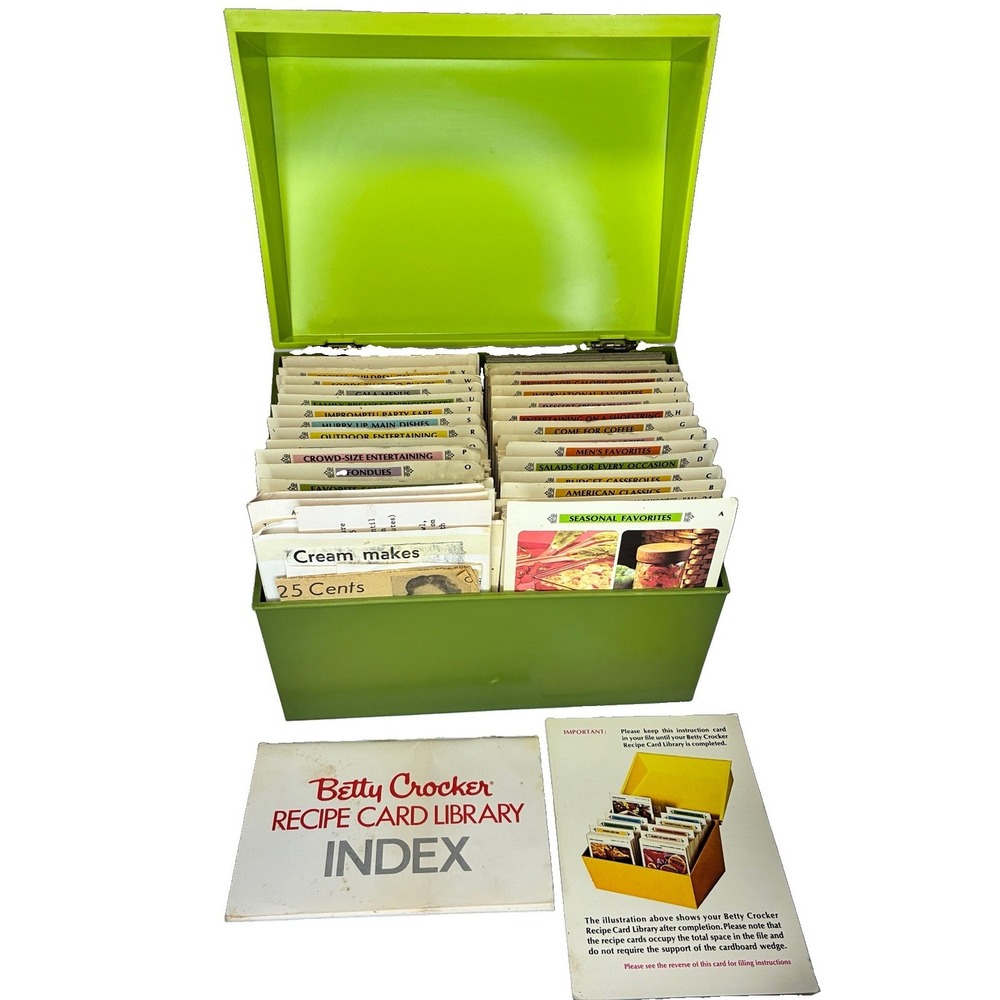 Complete 1971 Betty Crocker Recipe Card Library – Vintage Set + Sealed Cards."